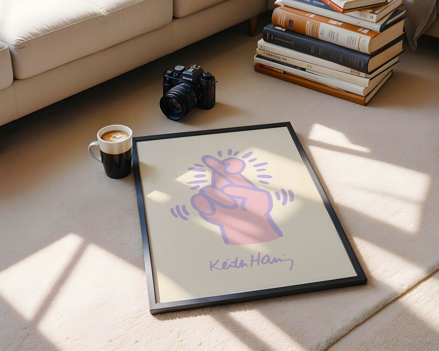 Keith Haring Fingers Crossed Pop Art Framed Poster - View 3
