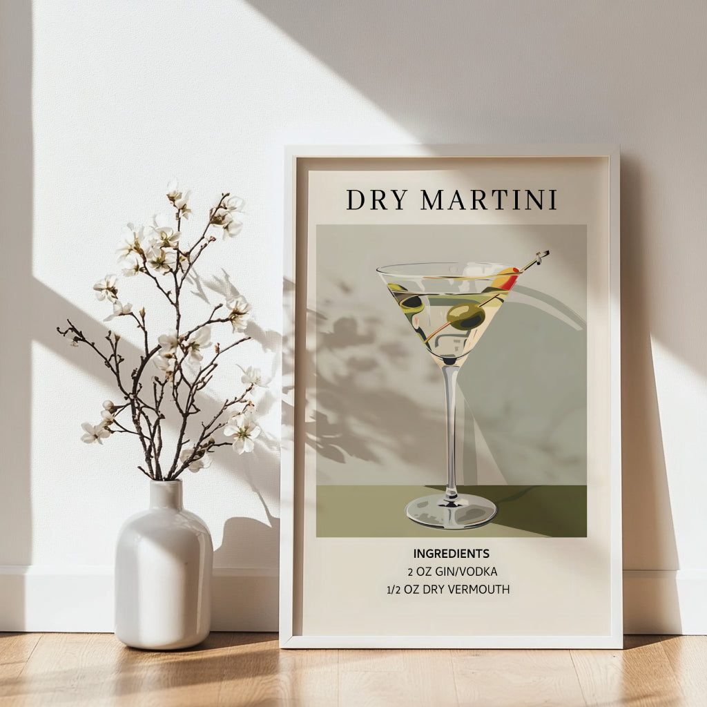 Dry Martini Cocktail Recipe Framed Poster – Framed Wall Art Poster - Image 4