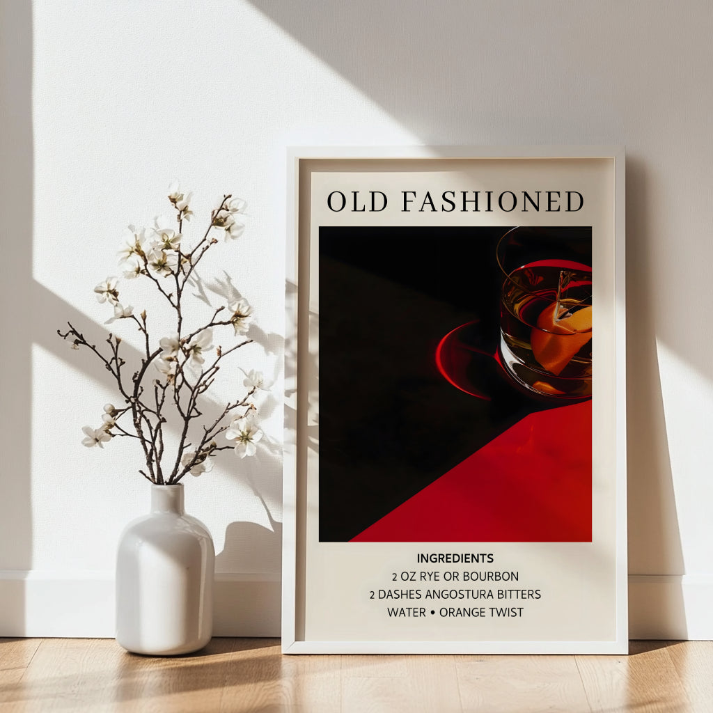 Old Fashioned Cocktail Recipe Framed Poster – Framed Wall Art Poster - Image 4