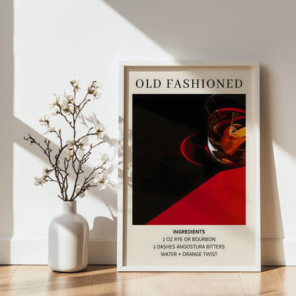 Old Fashioned Cocktail Recipe Framed Poster – Framed Wall Art Poster - Image 4
