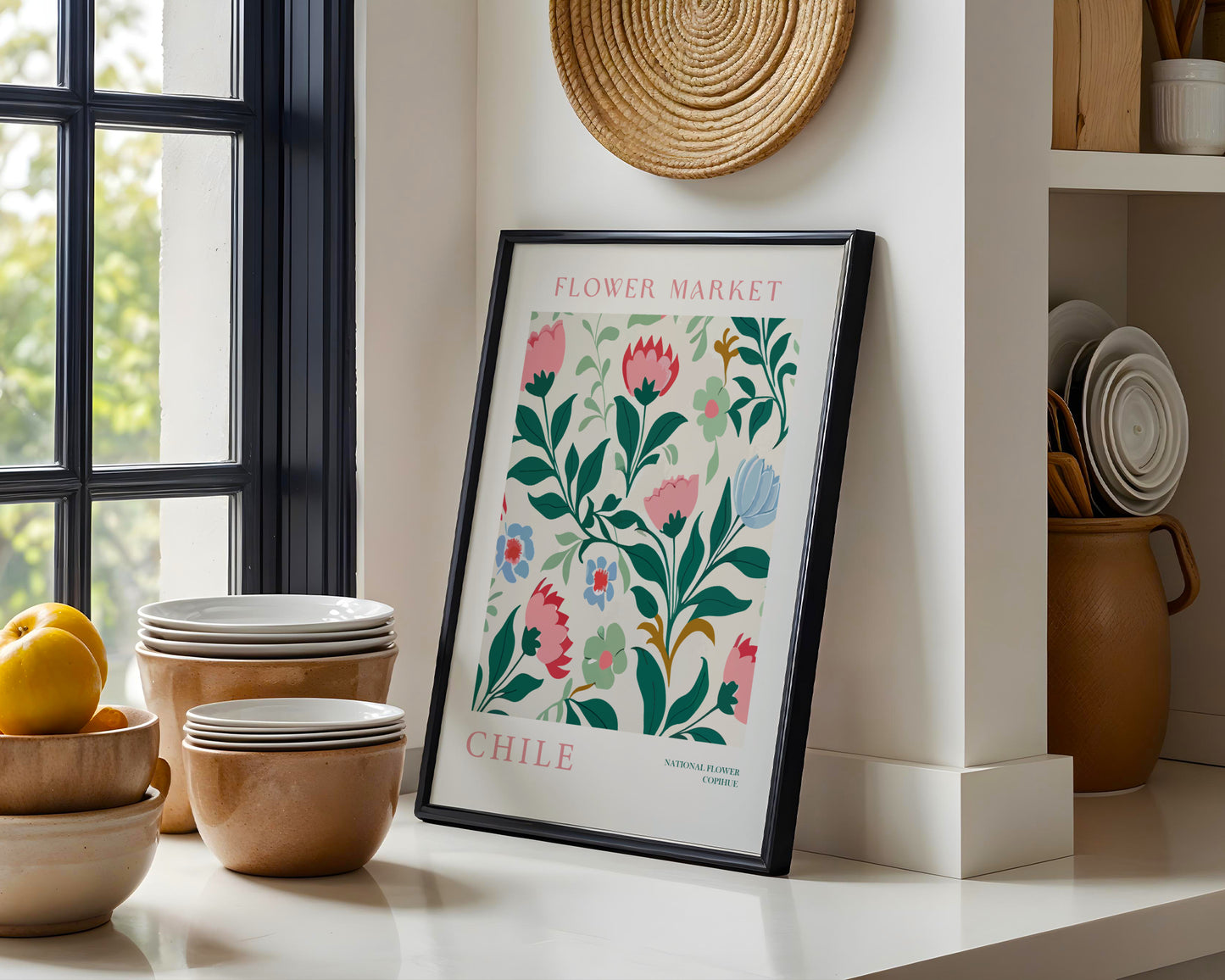 Chilean Copihue Flower Market Botanical Framed Art – Framed Wall Art Poster - Image 1