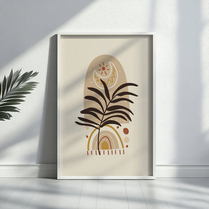 Boho Abstract Plant & Moon Framed Poster – Framed Wall Art Poster - Image 2