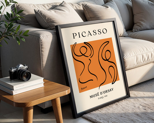 Picasso Abstract Orange Dancers Framed Wall Art - View 3