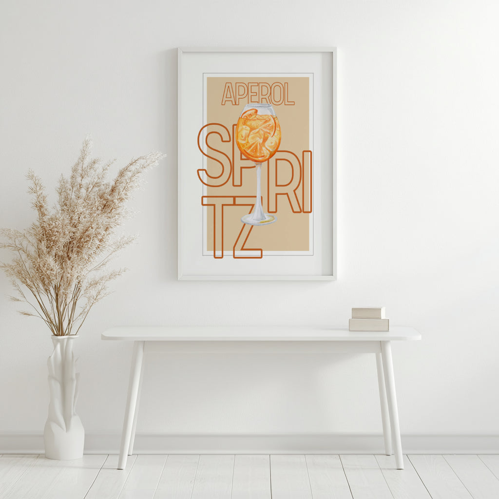 Aperol Spritz Cocktail Illustration Framed Poster – Framed Wall Art Poster - Image 3
