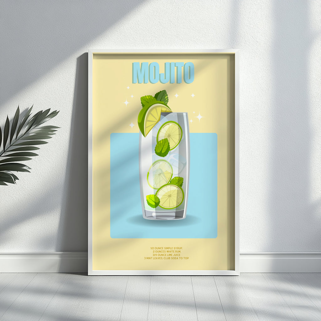 Mojito Cocktail Recipe Bar Wall Art Framed Poster – Framed Wall Art Poster - Image 2