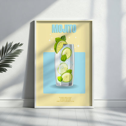 Mojito Cocktail Recipe Bar Wall Art Framed Poster – Framed Wall Art Poster - Image 2