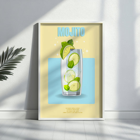 Mojito Cocktail Recipe Bar Wall Art Framed Poster – Framed Wall Art Poster - Image 2