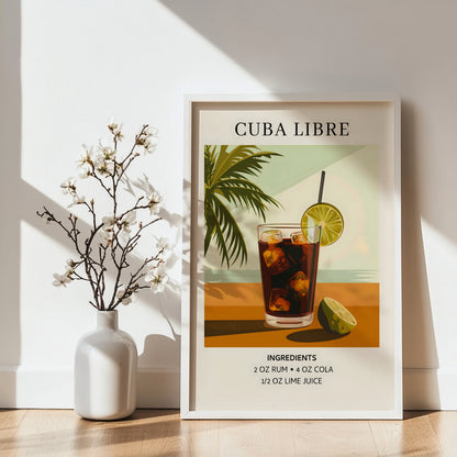 Cuba Libre Cocktail Recipe Framed Poster – Framed Wall Art Poster - Image 4