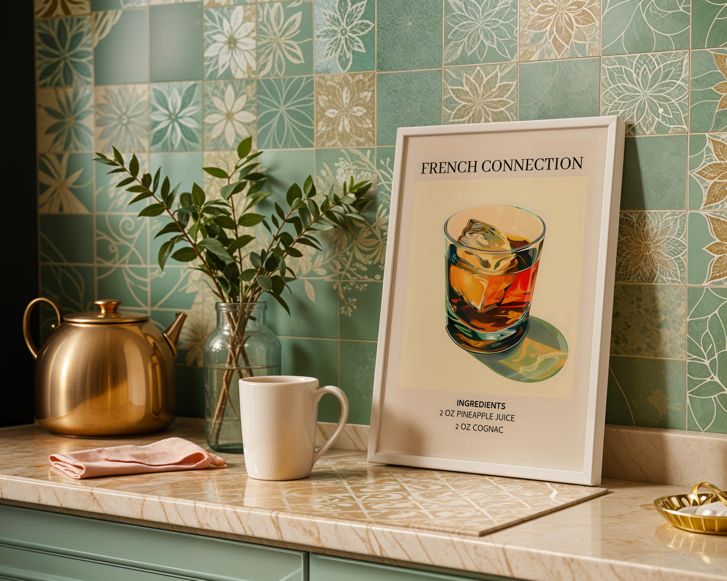 French Connection Cocktail Recipe Framed Poster – Framed Wall Art Poster - Image 1