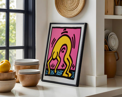 Keith Haring Pop Art Crawling Figure Framed Poster - View 2