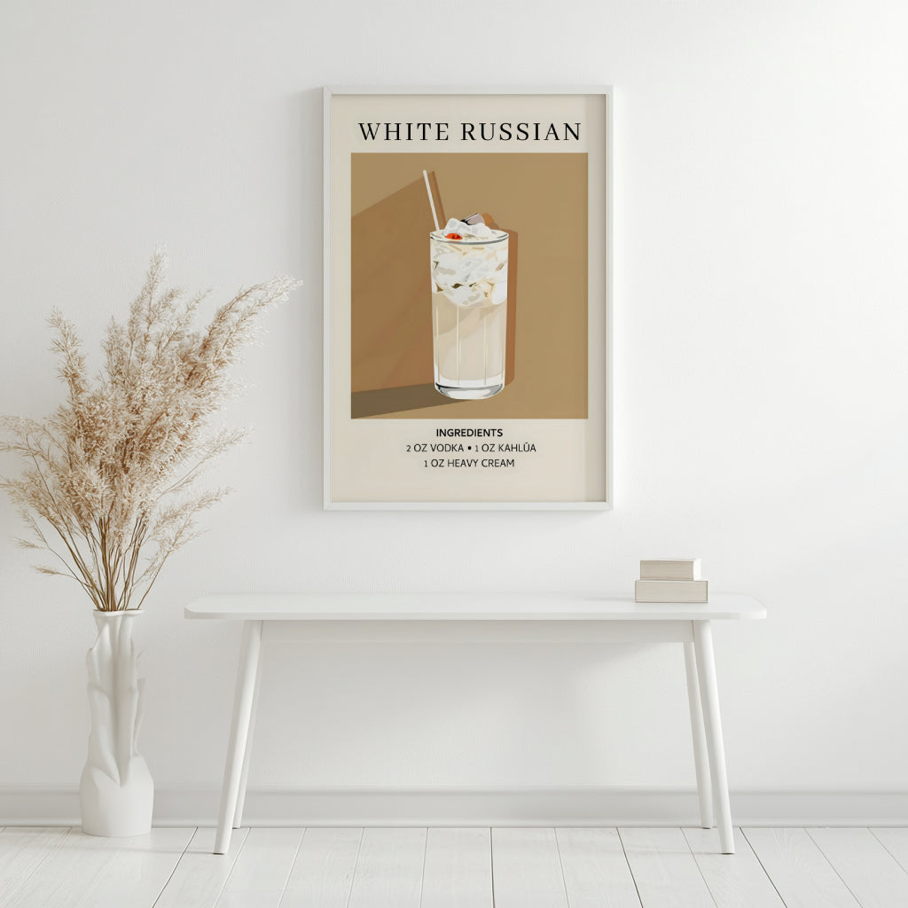 White Russian Cocktail Recipe Framed Poster – Framed Wall Art Poster - Image 4