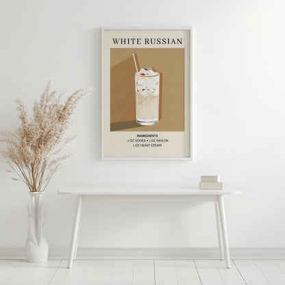 White Russian Cocktail Recipe Framed Poster – Framed Wall Art Poster - Image 4