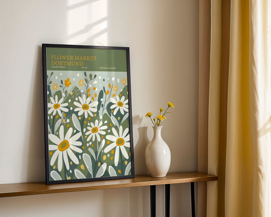 Flower Market Dortmund Botanical Wall Art Print – Framed Wall Art Poster - Image 1