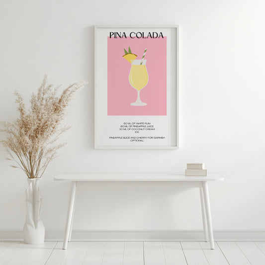 Pina Colada Cocktail Recipe Framed Poster – Framed Wall Art Poster - Image 2