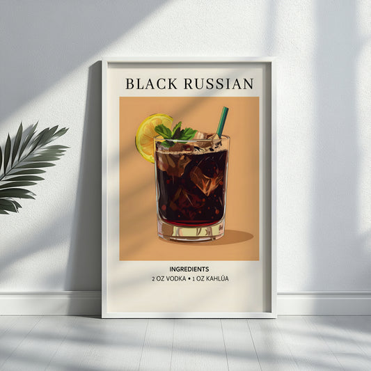 Black Russian Cocktail Recipe Framed Poster – Framed Wall Art Poster - Image 2