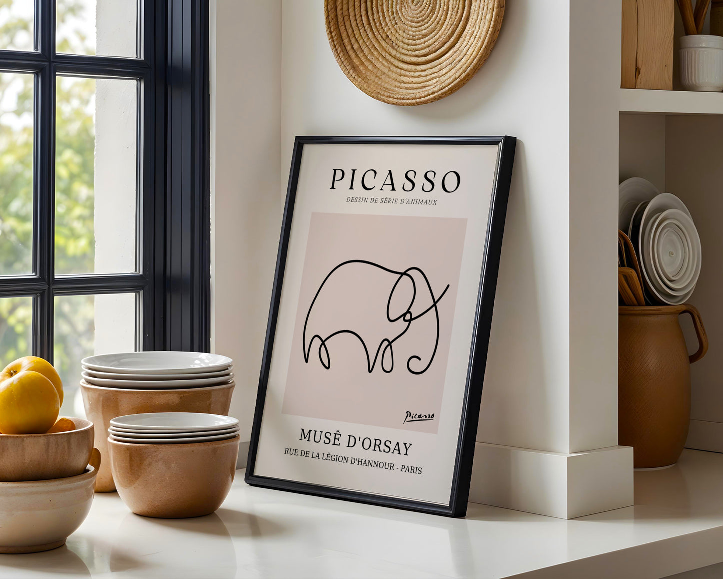 Picasso Minimalist Elephant Line Art Framed Poster - View 2