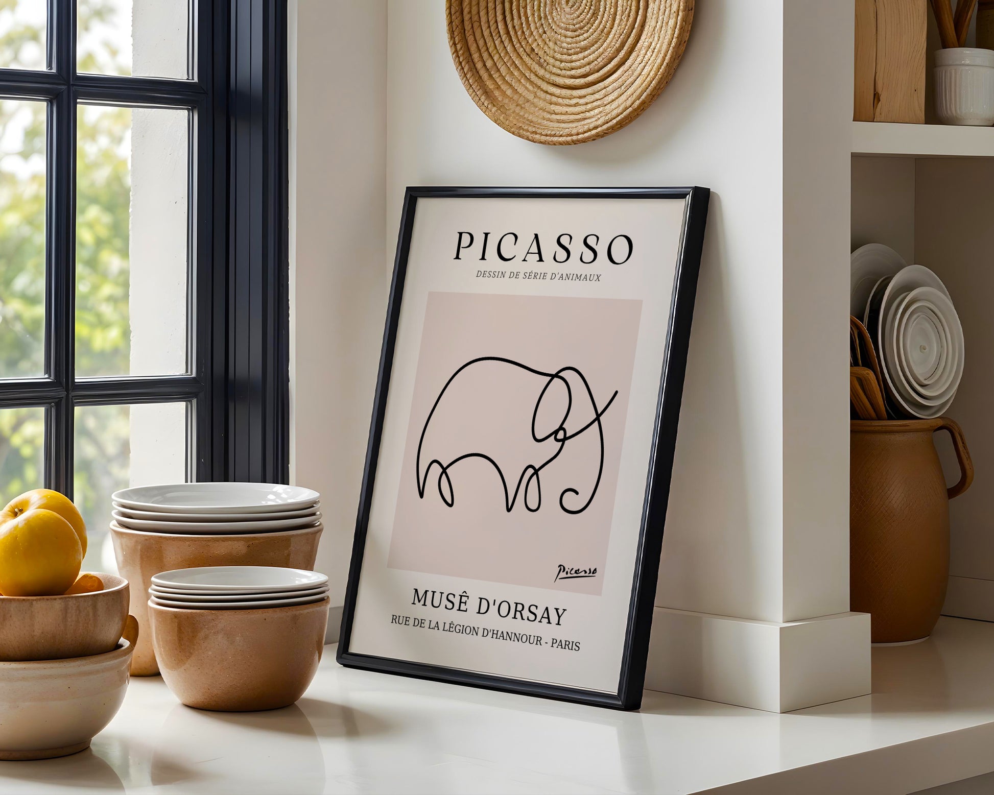 Picasso Minimalist Elephant Line Art Framed Poster - View 2