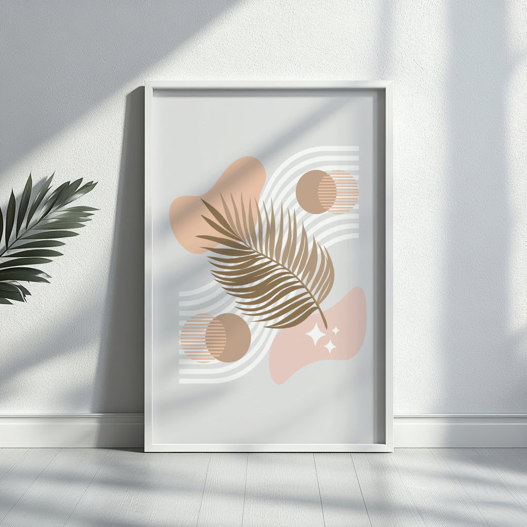 Boho Abstract Palm Leaf Framed Poster – Framed Wall Art Poster - Image 1