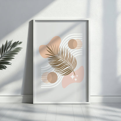 Boho Abstract Palm Leaf Framed Poster – Framed Wall Art Poster - Image 1