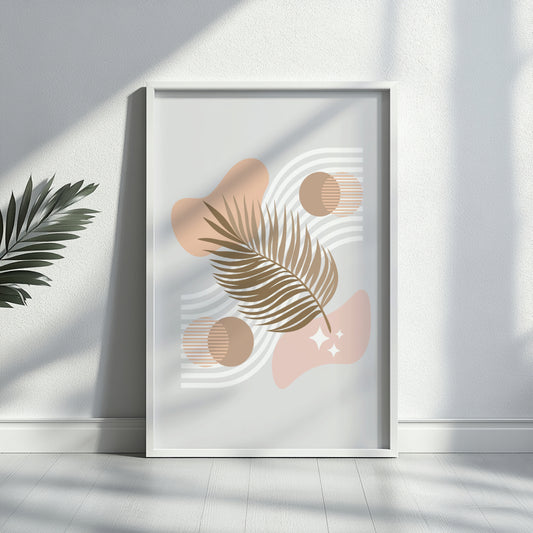 Boho Abstract Palm Leaf Framed Poster – Framed Wall Art Poster - Image 1