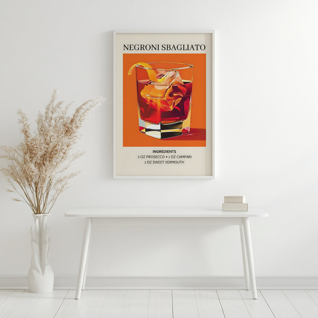 Negroni Sbagliato Cocktail Recipe Framed Poster – Framed Wall Art Poster - Image 2