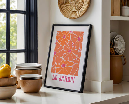 Le Jardin Retro Floral Framed Poster – Framed Wall Art Poster - Image 1