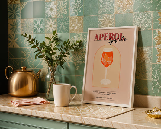 Aperol Spritz Cocktail Recipe - Style #2 Framed Poster – Framed Wall Art Poster - Image 1