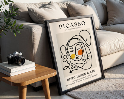 Picasso Abstract Line Art Portrait Framed Poster - View 3