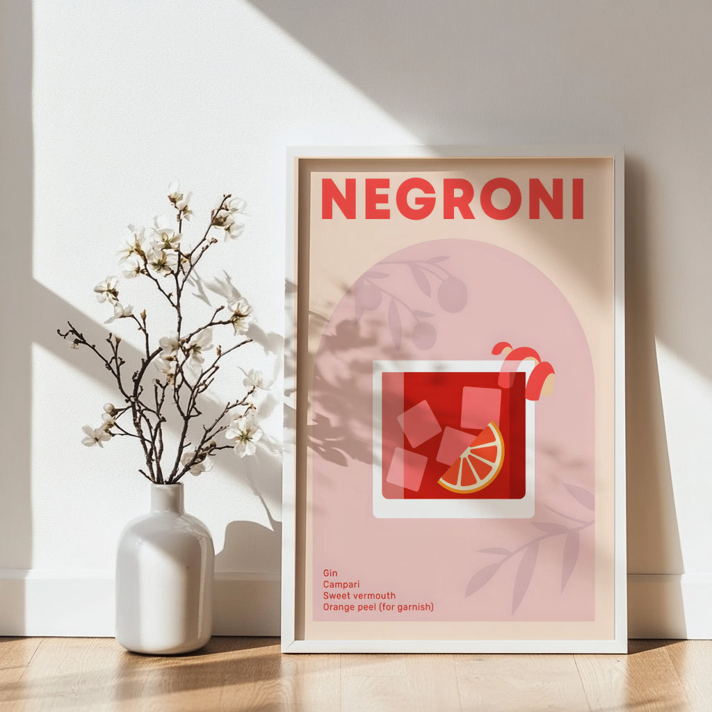 Negroni Cocktail Recipe Framed Poster#2 – Framed Wall Art Poster - Image 3