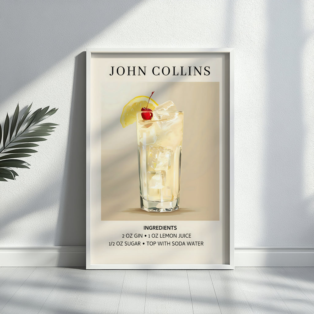 John Collins Cocktail Recipe Framed Poster – Framed Wall Art Poster - Image 4