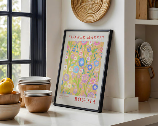 Bogota Flower Market Vibrant Floral Framed Poster – Framed Wall Art Poster - Image 1