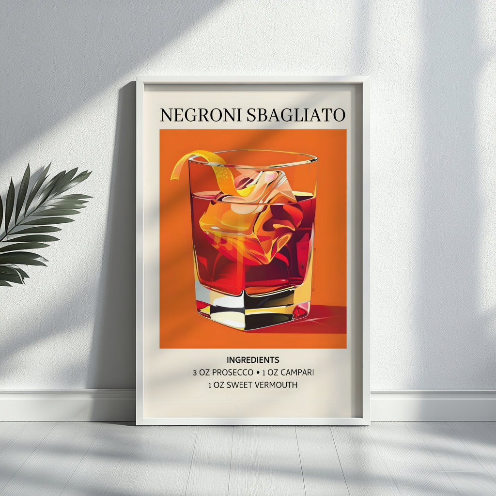 Negroni Sbagliato Cocktail Recipe Framed Poster – Framed Wall Art Poster - Image 4