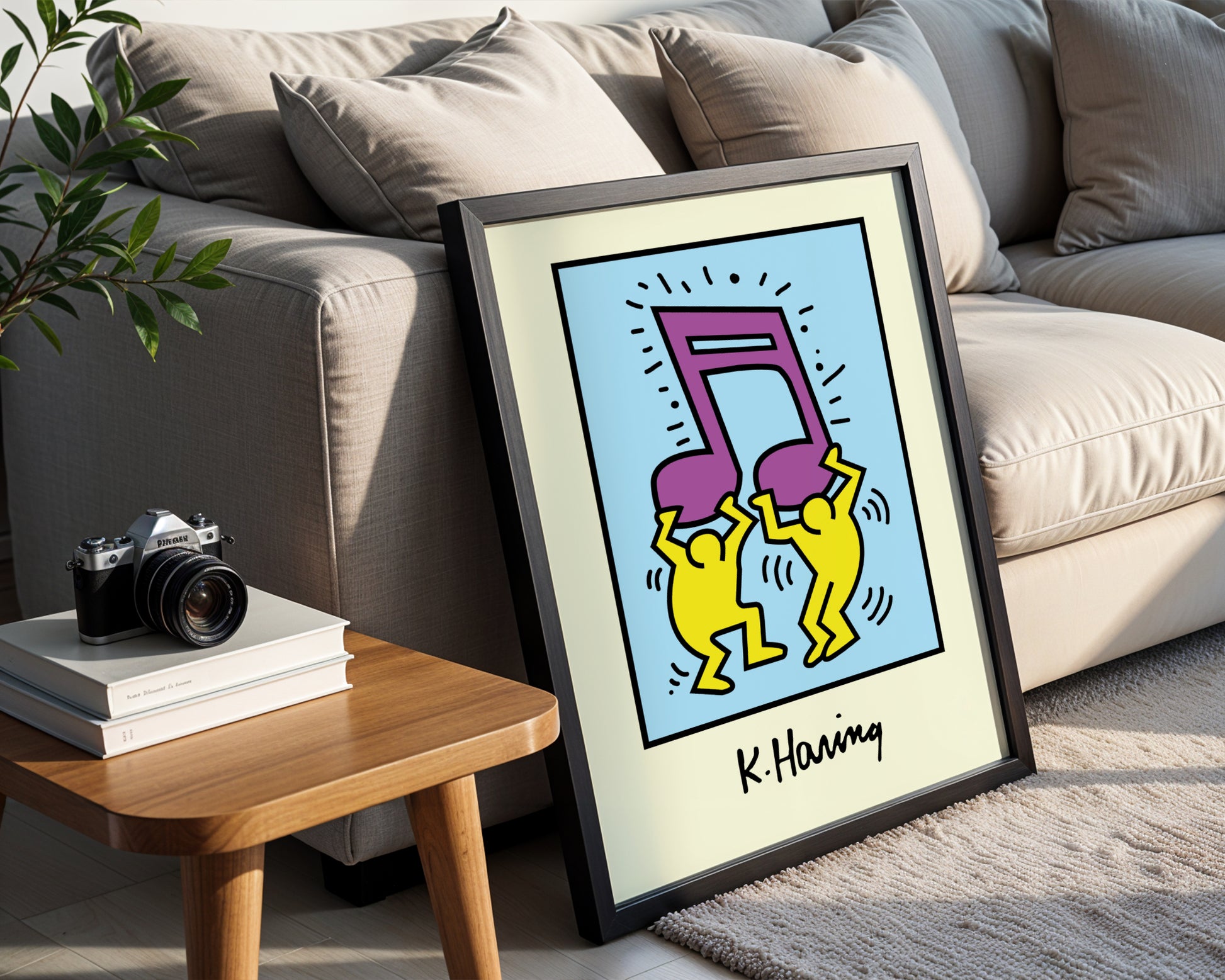 Keith Haring Style Dancing Music Note Framed Poster - View 1