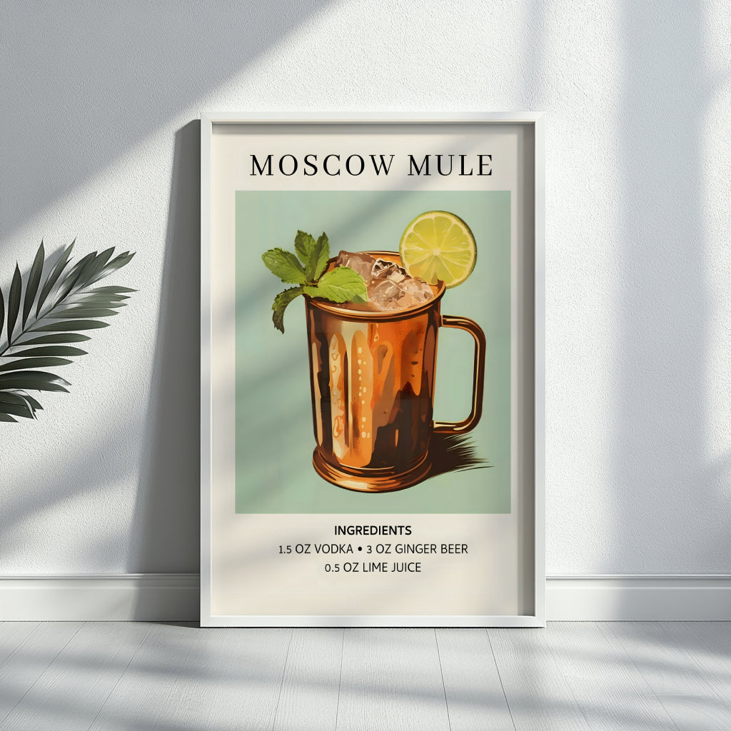 Moscow Mule Cocktail Recipe Framed Poster – Framed Wall Art Poster - Image 4