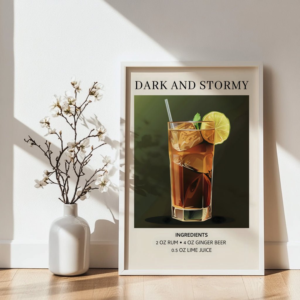 Dark & Stormy Cocktail Recipe Framed Wall Art – Framed Wall Art Poster - Image 4