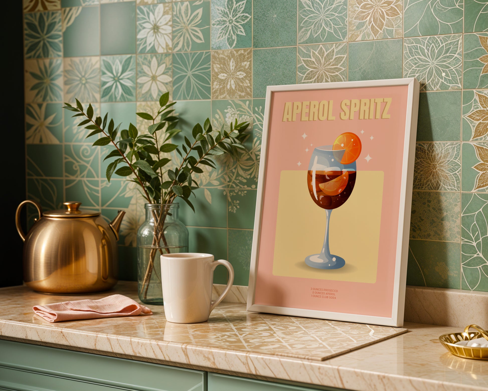 Aperol Spritz Cocktail Recipe Framed Wall Art – Framed Wall Art Poster - Image 1