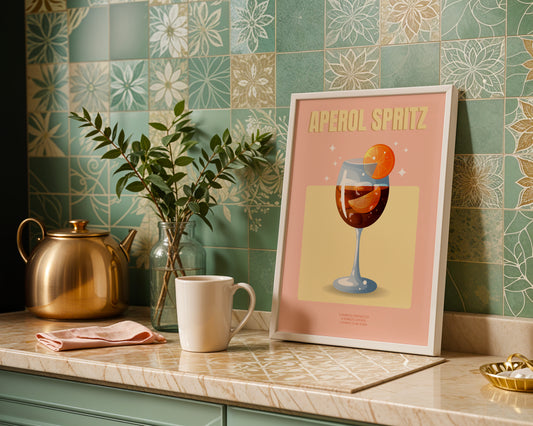 Aperol Spritz Cocktail Recipe Framed Wall Art – Framed Wall Art Poster - Image 1