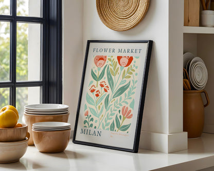 Milan Flower Market Papiers Découpés Framed Poster – Framed Wall Art Poster - Image 1