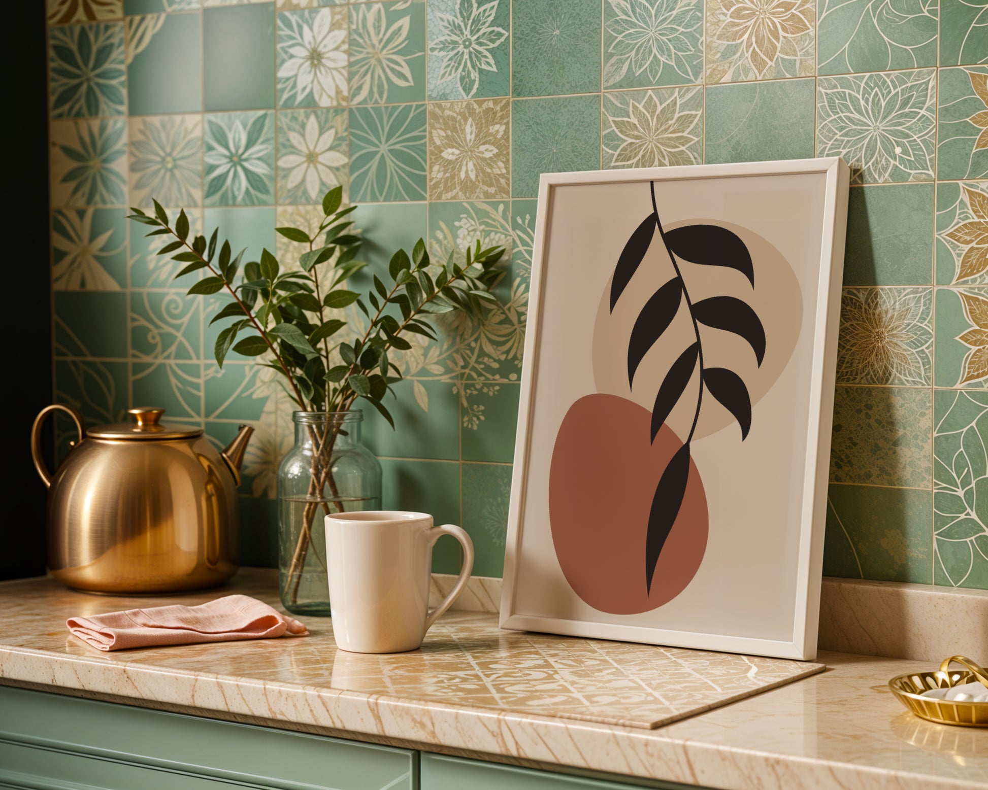 Minimalist Botanical Earth Tones Framed Poster – Framed Wall Art Poster - Image 3