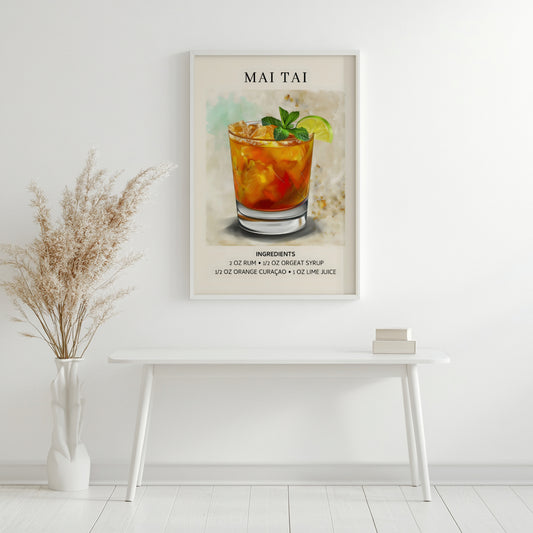 Mai Tai Cocktail Recipe Framed Poster – Framed Wall Art Poster - Image 2