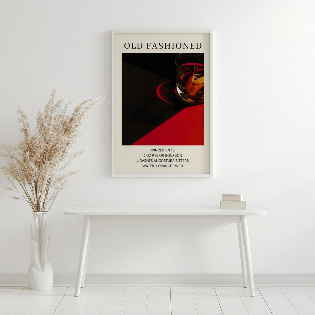 Old Fashioned Cocktail Recipe Framed Poster – Framed Wall Art Poster - Image 2