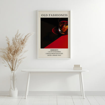 Old Fashioned Cocktail Recipe Framed Poster – Framed Wall Art Poster - Image 2