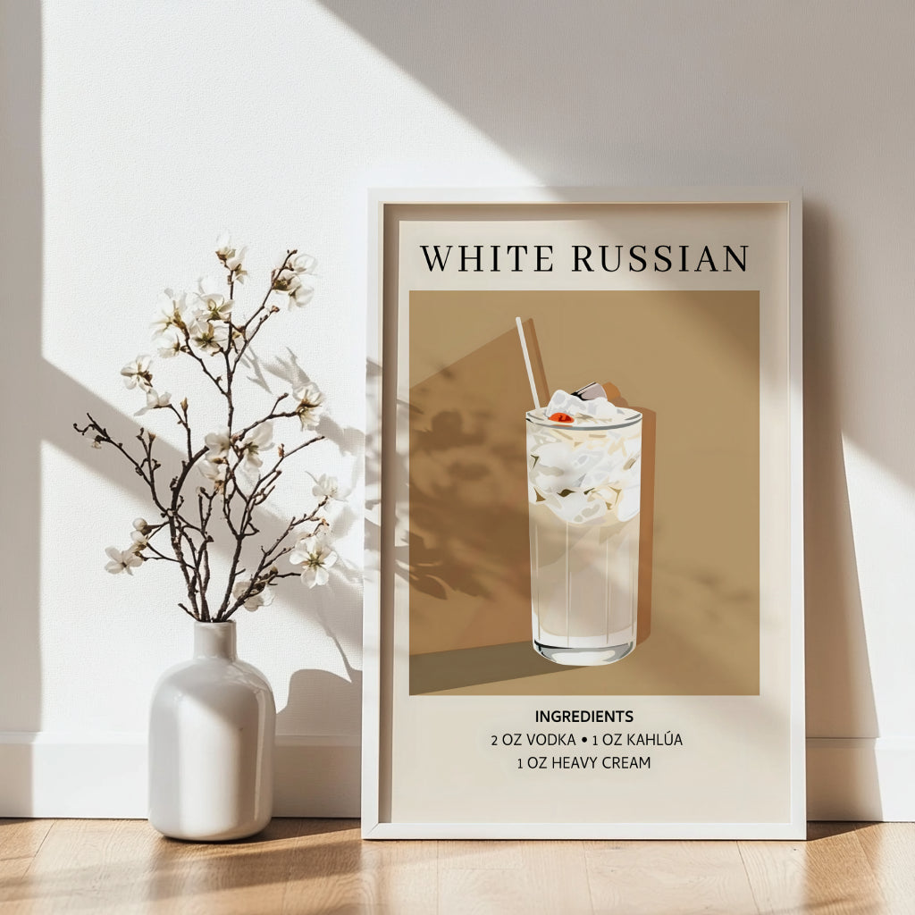 White Russian Cocktail Recipe Framed Poster – Framed Wall Art Poster - Image 3