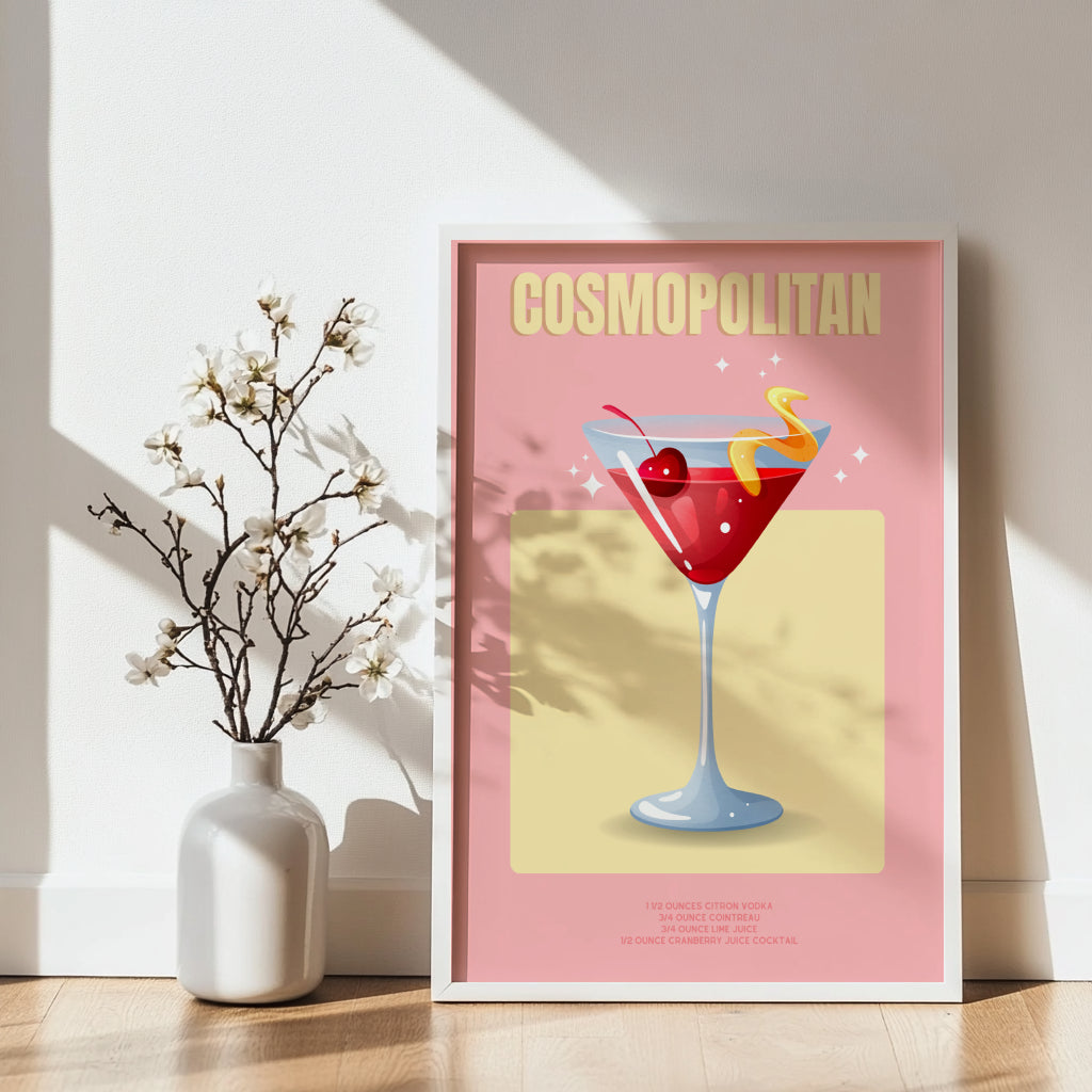 Cosmopolitan Cocktail Recipe Framed Poster#1 – Framed Wall Art Poster - Image 4