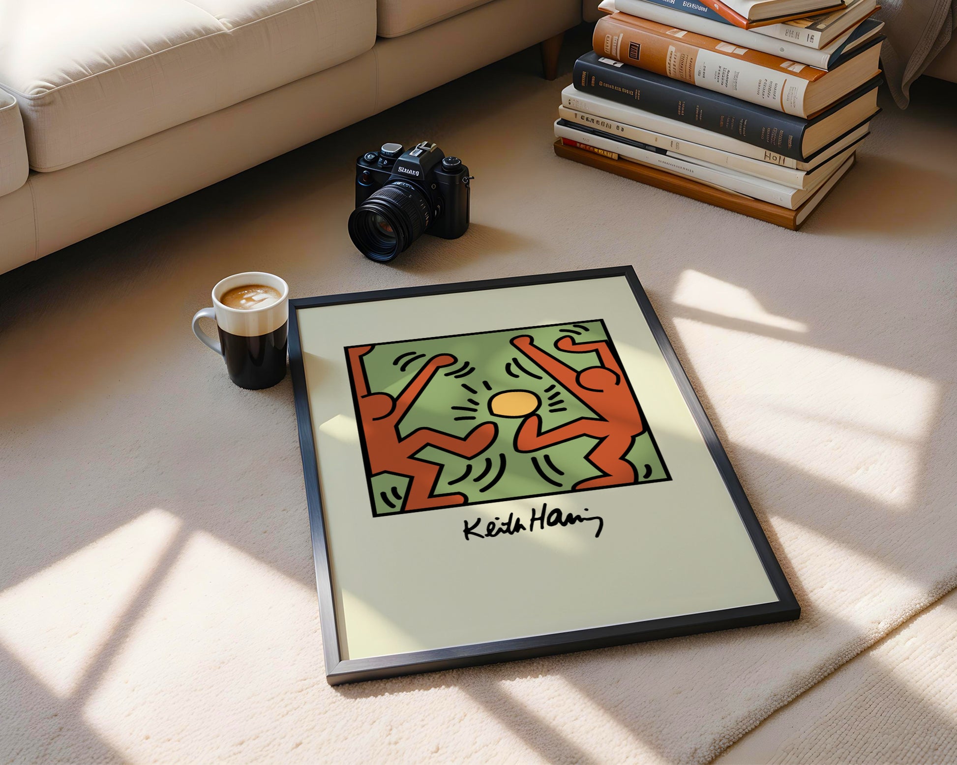 Keith Haring Style Pop Art Dancing Figures Framed Poster - View 3
