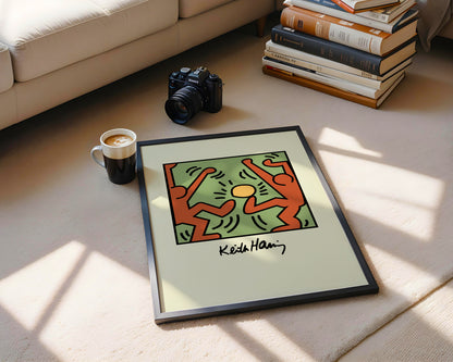 Keith Haring Style Pop Art Dancing Figures Framed Poster - View 3