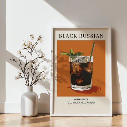 Black Russian Cocktail Recipe Framed Poster#1 – Framed Wall Art Poster - Image 3