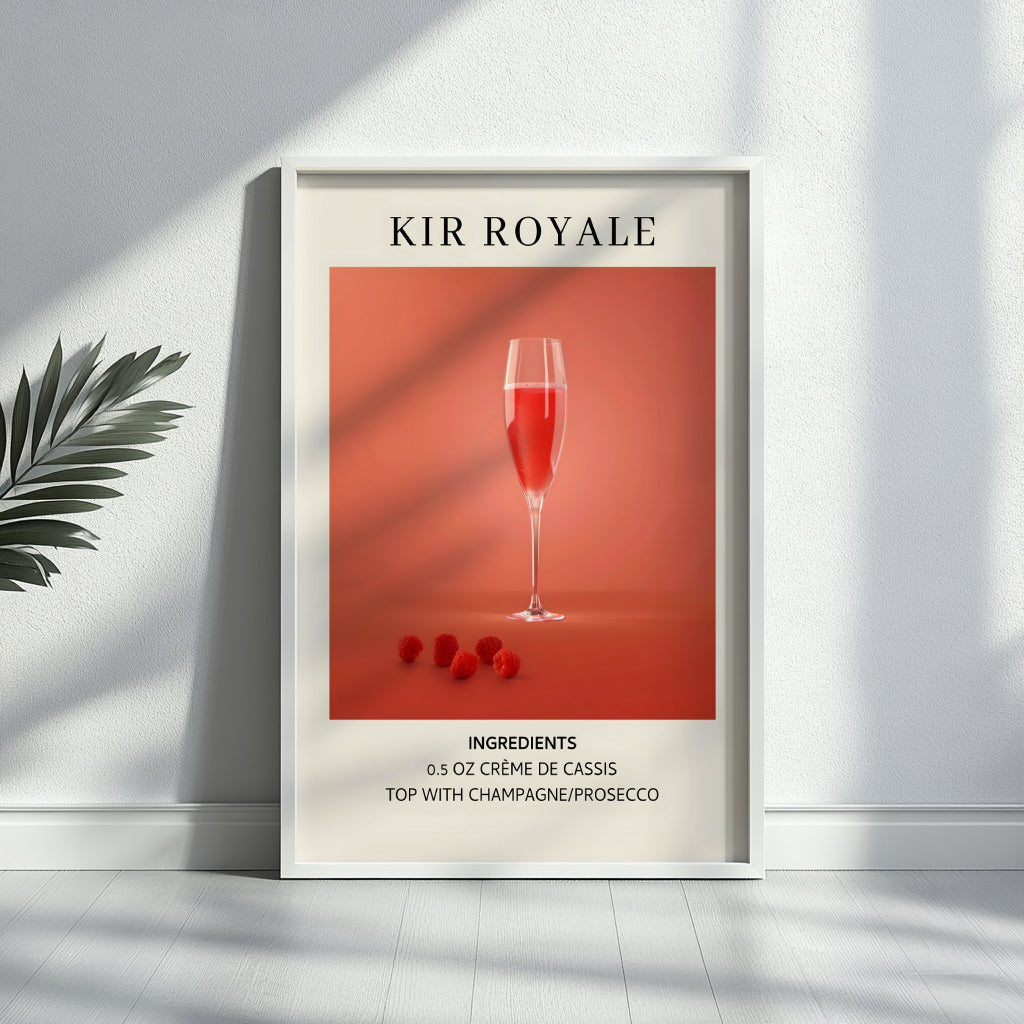 Kir Royale Cocktail Recipe Framed Poster – Framed Wall Art Poster - Image 3