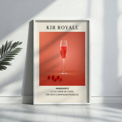 Kir Royale Cocktail Recipe Framed Poster – Framed Wall Art Poster - Image 3