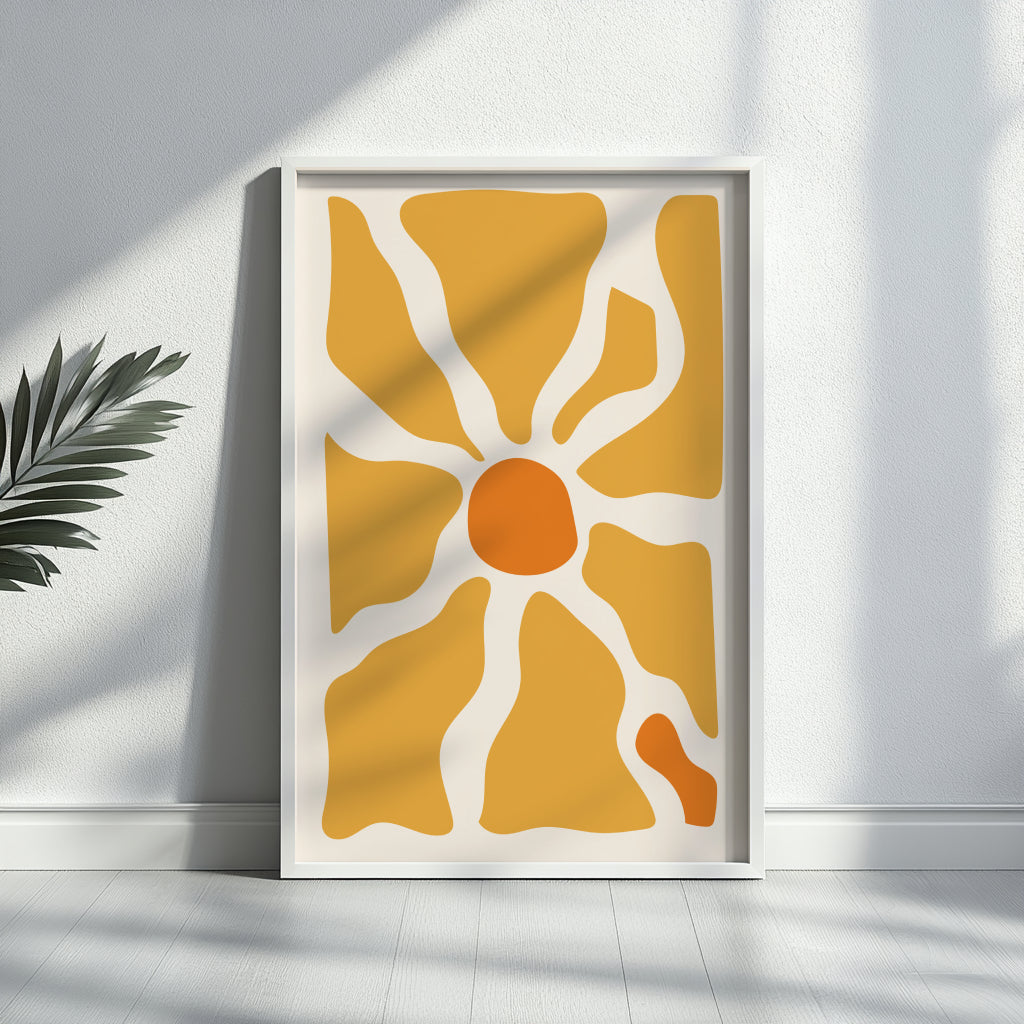 Abstract Golden Sunburst Framed Poster – Framed Wall Art Poster - Image 1